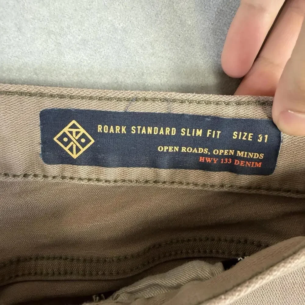 Roark Jeans Mens 31 Beige Standard Slim Fit Stretch Hwy 133 Denim
